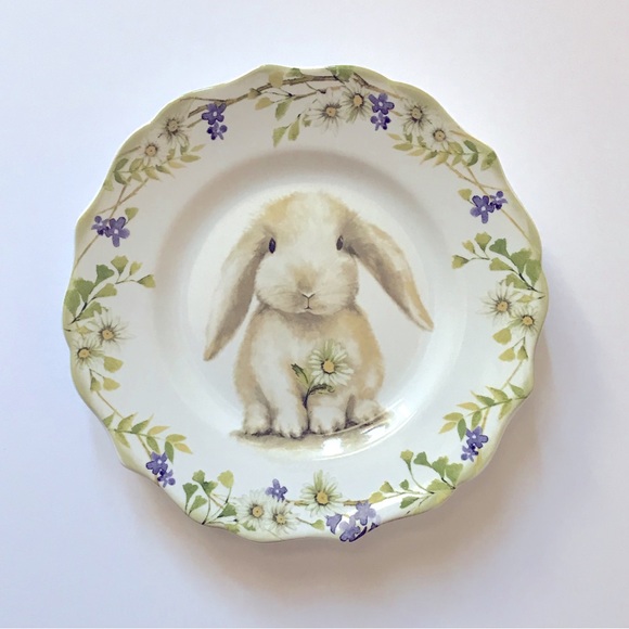 Pier 1 Other - Pier One Imports Garden Bunny Salad Dessert Plate Porcelain Scalloped Edge